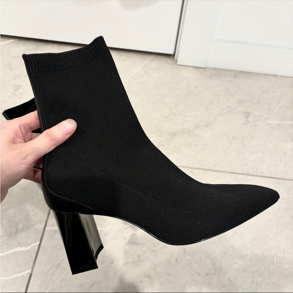 Zara heeled black sock boots